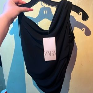 black cropped off the shoulder blouse from zara only worn for the pictures